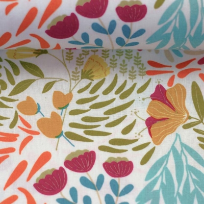 Beschichtete Baumwolle "Leona" Blumen bunt